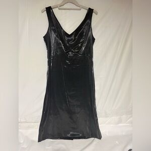 Elegant Black Satin Midi Dress